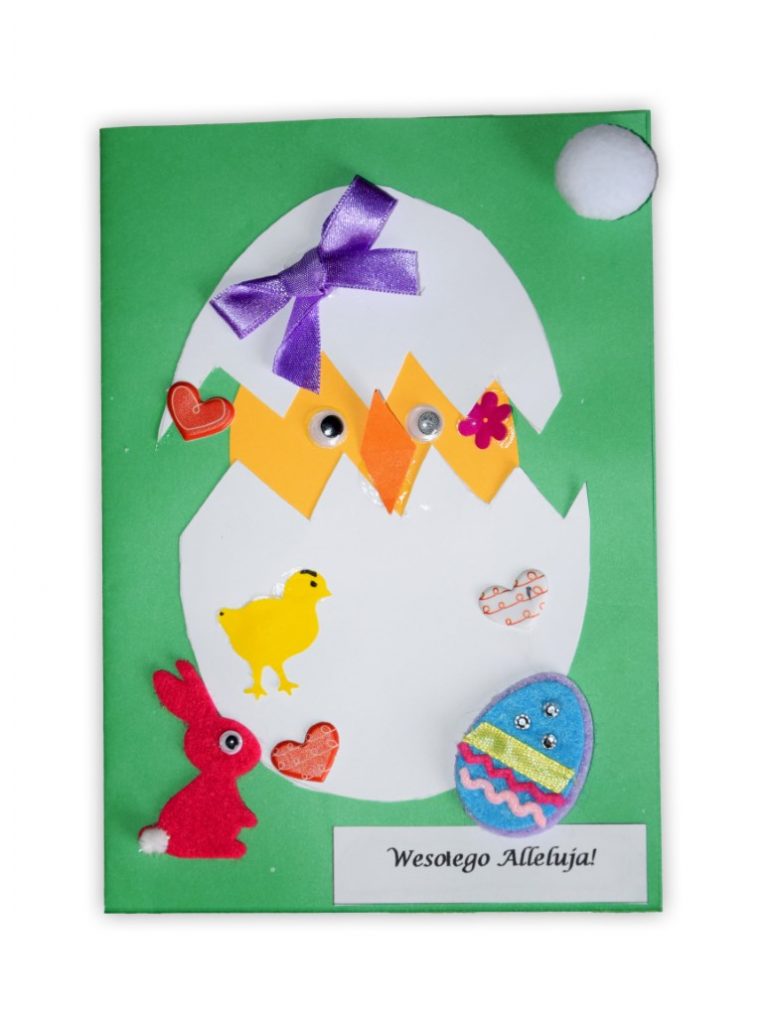 Zdjęcie przedstawia przesłaną kartkę konkursową na Konkurs Wielkanocny 2021 w kategorii dzieci 7 - 9 lat autorstwa T. Lena